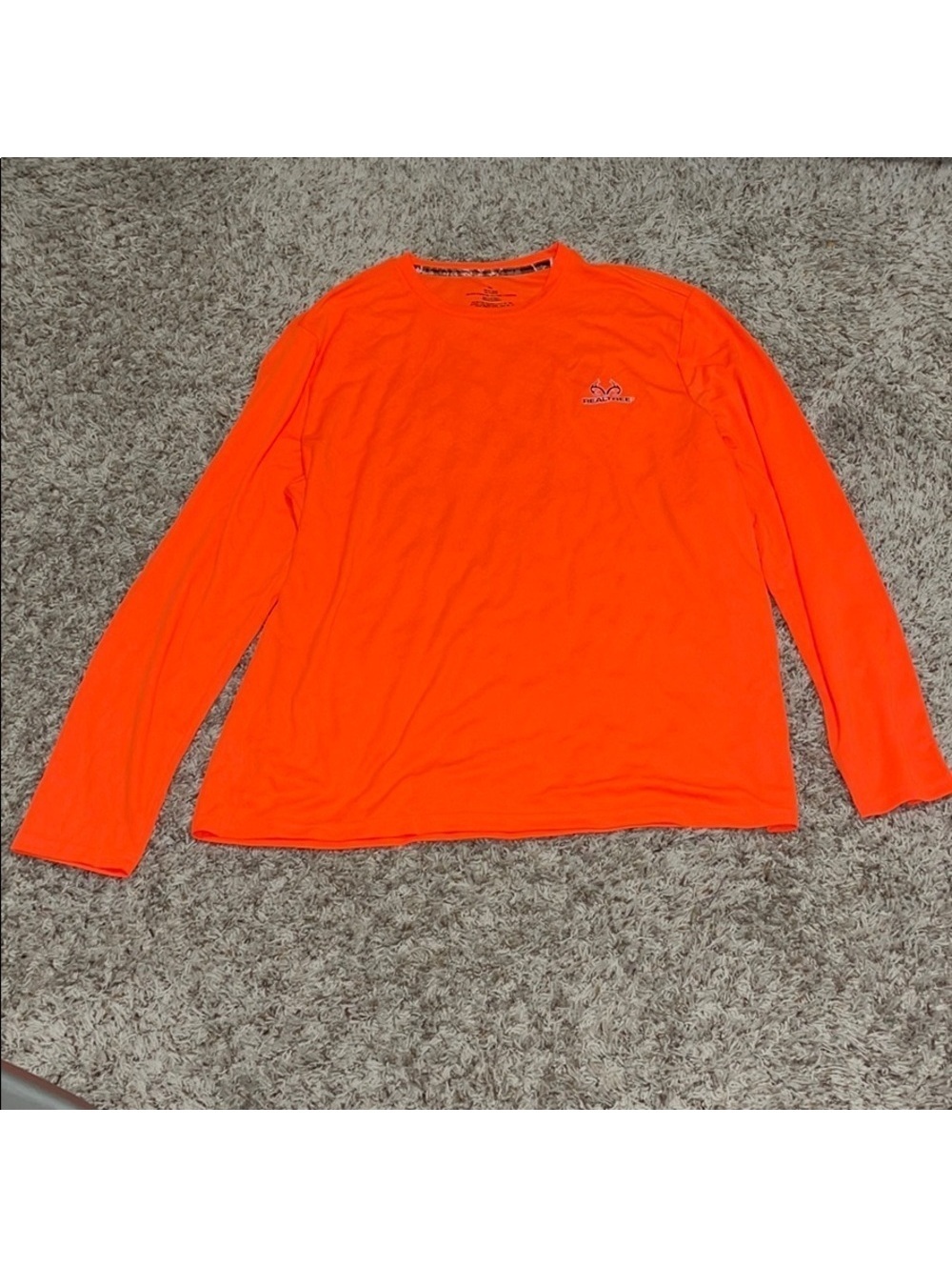 Realtree Shirt XL Mens Orange Hunting Long Sleeve Tee Crew Neck Tagless